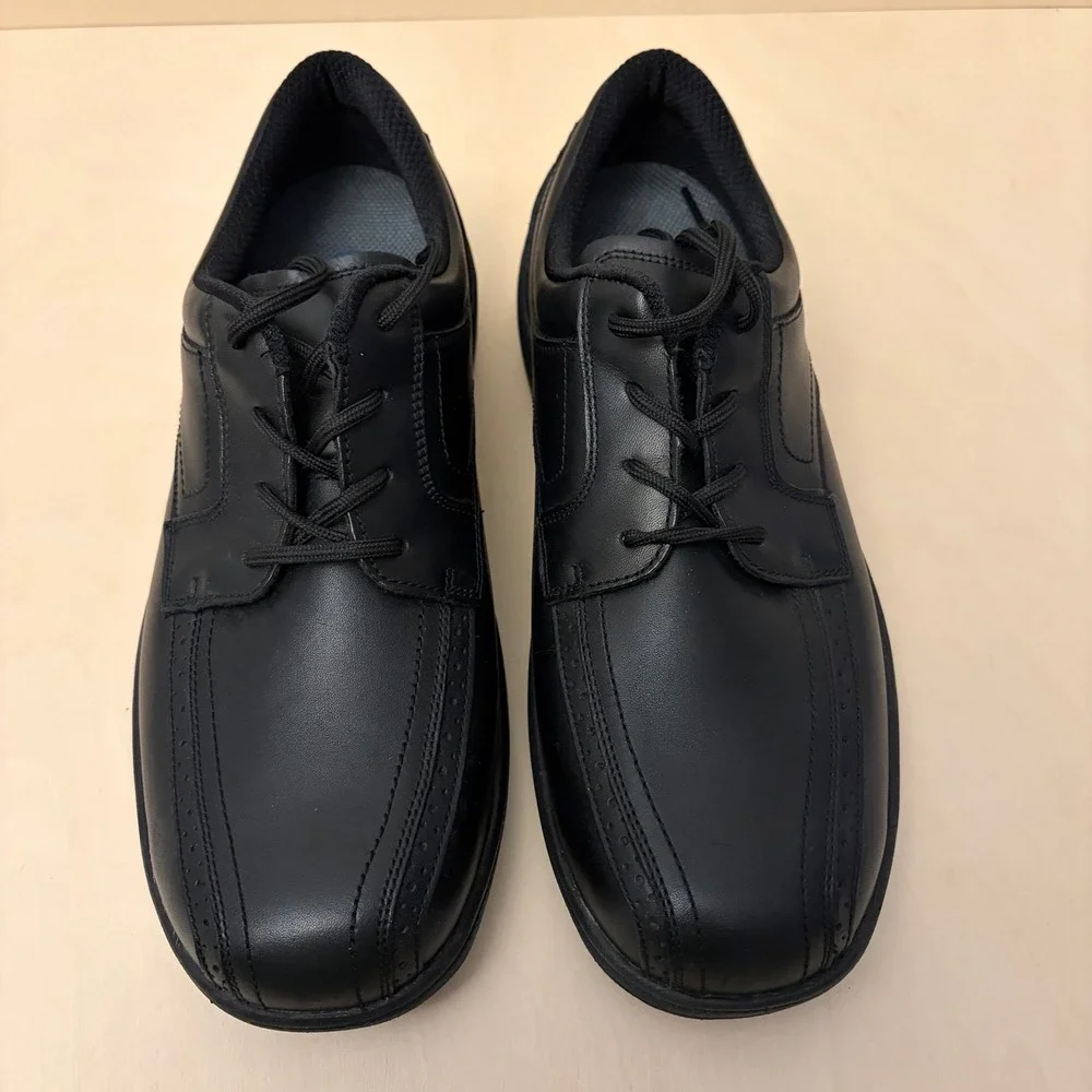 Orthofeet Dress Shoe Men 12 Extra Wide 4E Black Leather Orthopedic Oxfords